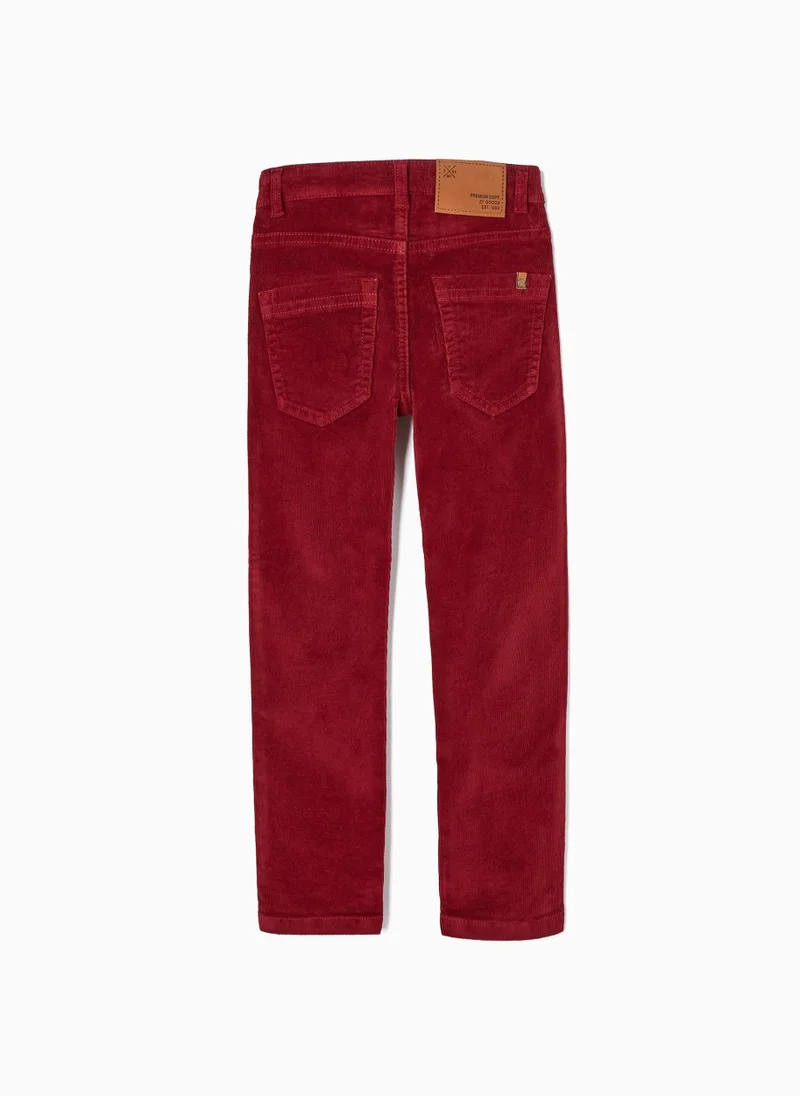 Zippy Corduroy Cotton Trousers for Boys 'Slim Fit', Dark Red