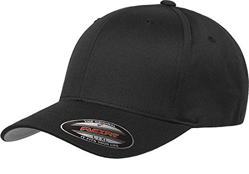 Flexfit Unisex Wooly Combed Twill Cap 6277 Black Adult XXL 7 38 8 - Image 1