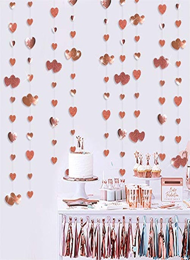 pinkblume 52 Ft Rose Gold Heart Hanging Garland Glitter Metallic Paper Streamer Banner for Anniversary Mother's Day Bachelorette Engagement Wedding Bridal Shower Birthday Valentines Party Decorations (4 Packs) - Image 4