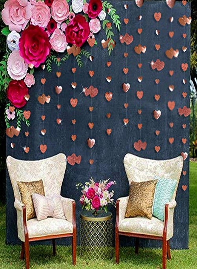 pinkblume 52 Ft Rose Gold Heart Hanging Garland Glitter Metallic Paper Streamer Banner for Anniversary Mother's Day Bachelorette Engagement Wedding Bridal Shower Birthday Valentines Party Decorations (4 Packs) - Image 5
