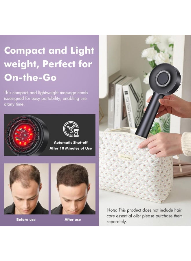 جهاز تدليك كهربائي للرأس، فرشاة تدليك فروة الرأس 2 في 1، فرشاة شعر كهربائية، جهاز تدليك الشعر بالضوء الأحمر، جهاز تدليك كهربائي لفروة الرأس، 3 أوضاع، موزع زيت للشعر، تدليك بالعجن بزاوية 360 درجة (أحمر) - Image 2