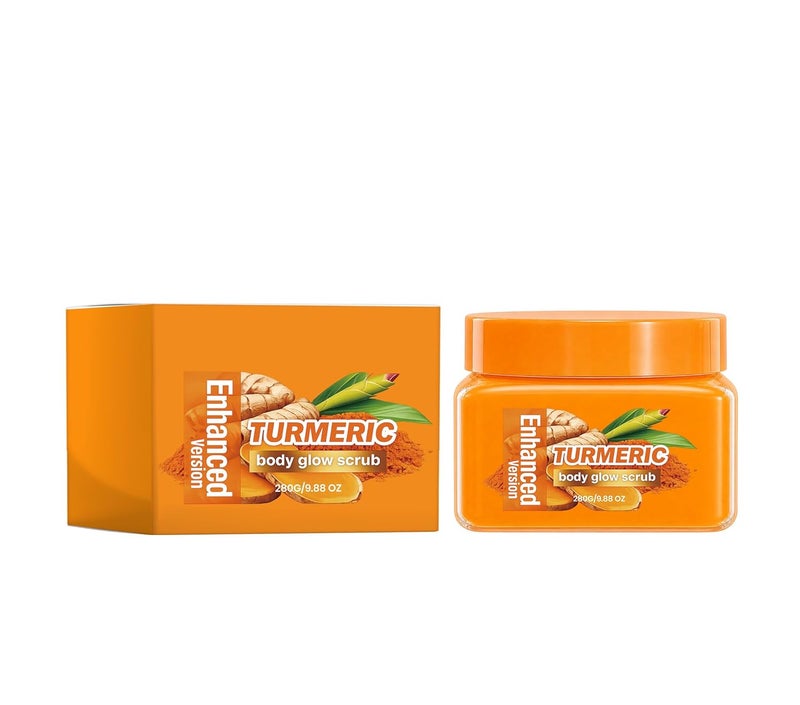 Turmeric Body Scrub for Dark & Uneven Skin Tone, Plant-Based Skin Cleanser, Gentle Exfoliating Scrub for Smooth and Radiant Look, 9.8 Oz