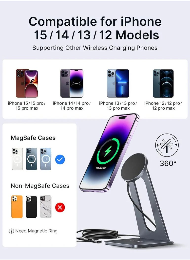 MagSafe Magnetic Wireless Charger Stand Compatible with iPhone 15/14/13/12