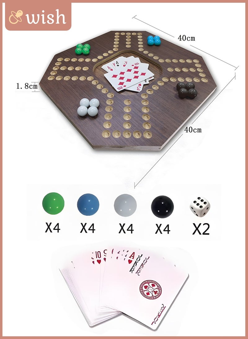 Wish Jackaroo Joker Wooden board game with Marbles and Cards for 4 or 6 players Jackaroo two faces game limited design - Image 2
