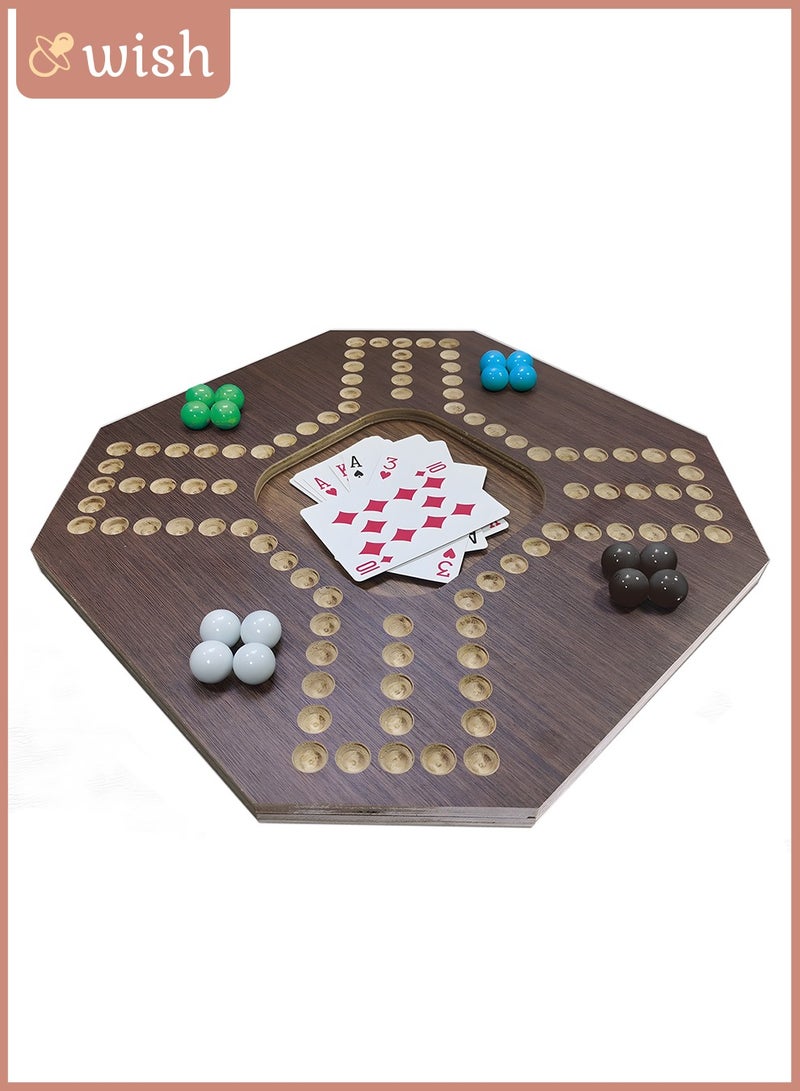 Wish Jackaroo Joker Wooden board game with Marbles and Cards for 4 or 6 players Jackaroo two faces game limited design - Image 1