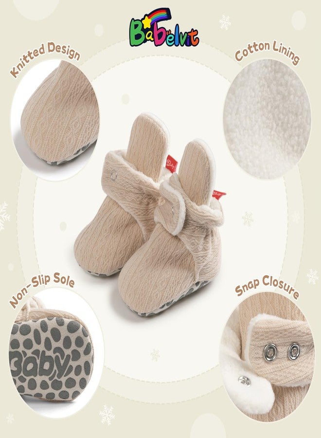 Babelvit Newborn Baby Boy Girl Soft Fleece Booties Stay On Infant Slippers Socks Shoe Non Skid Gripper Toddler First Walkers Winter Ankle Crib Shoes - Image 5