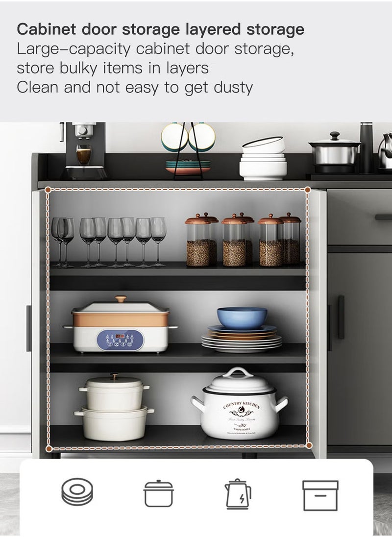AGD Modern Coffee Corner, Large Storage Capacity Functional Cabinet for Living Room Dining Room Office Kitchen Sideboard Storage Cabinet, Freestanding, Grey  - Image 5