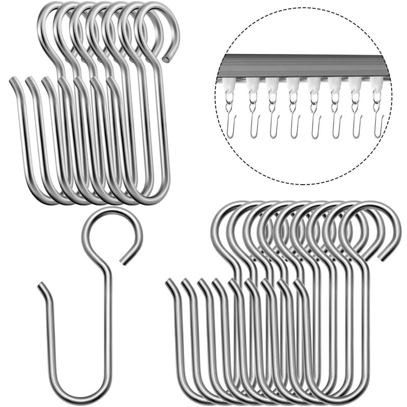 Jetec 60 Pcs Metal Curtain Track Hooks S Shaped Small Curtain Metal Drape Wire Hooks for Ceiling Drape Track (Silver) - Image 1