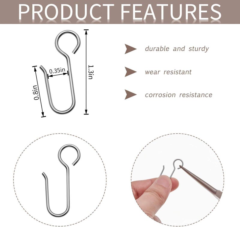 Jetec 60 Pcs Metal Curtain Track Hooks S Shaped Small Curtain Metal Drape Wire Hooks for Ceiling Drape Track (Silver) - Image 2