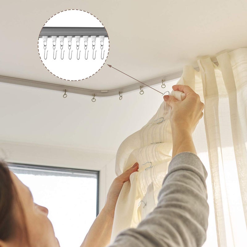 Jetec 60 Pcs Metal Curtain Track Hooks S Shaped Small Curtain Metal Drape Wire Hooks for Ceiling Drape Track (Silver) - Image 4
