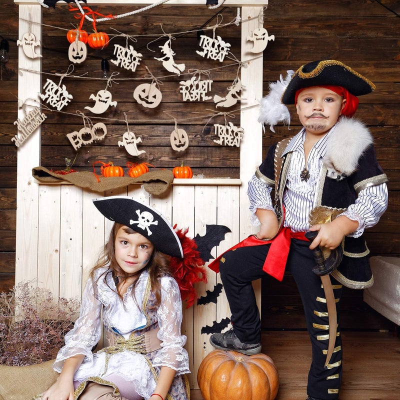 Sumind 60 Pieces Halloween Wooden Slices Wooden Gift Tags Blank Wood Hanging Ornaments Cutouts Crafts with 60 Pieces Twine Ropes for Kids Crafts Halloween Christmas Ornaments (Style 2) - Image 4