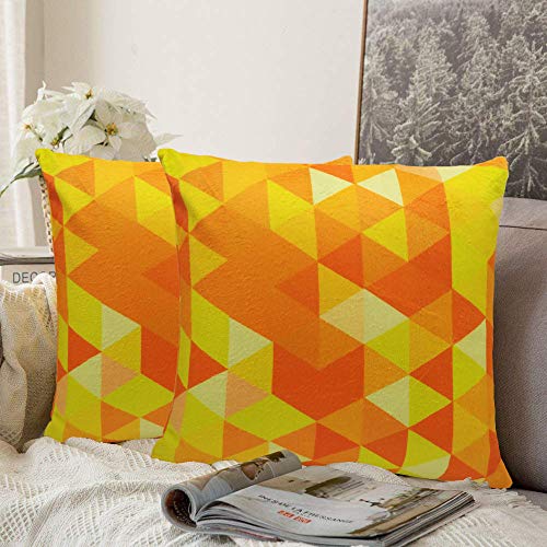 Khooti Velvet Cushion Cover, 24x24 (Triangular Orange Yellow)(Pack of 1) - Image 3