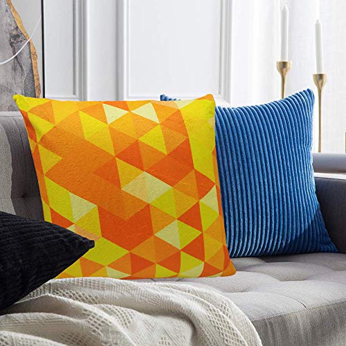 Khooti Velvet Cushion Cover, 24x24 (Triangular Orange Yellow)(Pack of 1) - Image 4