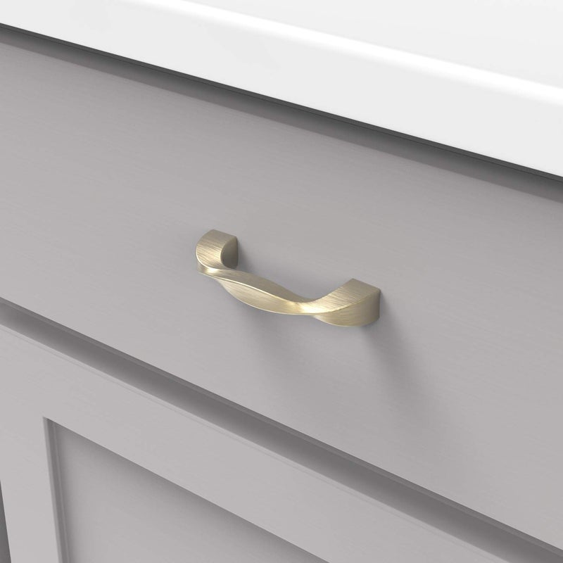 Hickory Hardware 1 Pack Solid Core Kitchen Cabinet Pulls, Luxury Cabinet Handles, Hardware for Doors & Dresser Drawers, 12 Inch Hole Center, Elusive Golden Nickel, Twist Collection - Image 3