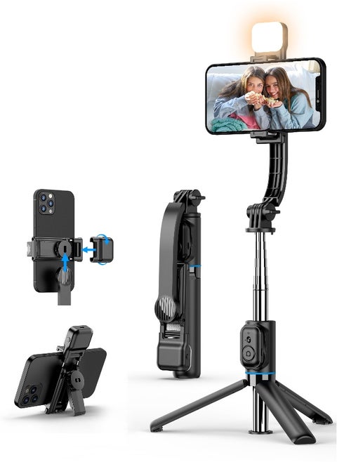 42" Selfie Stick Tripod with Fill Light, XQOOPS Extendable All-in-1 Phone Tripod Stand with Remote & Phone Holder, Cell Phone Tripod Stand for Taking Selfie Photo | Videos | Vlog During Travel