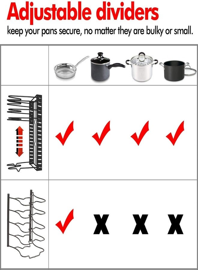 Cheet enterprise Height Adjustable Kitchen Cookware Organizer Pan Rack Holder Holder Stand Plate Dish Lid Tray Utensils (Alloy Steel, Tiered Shelf) - Image 5