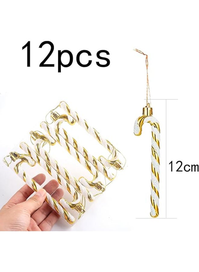 12 pieces - Glitter Candy Cane Christmas Tree Decoration - Image 2