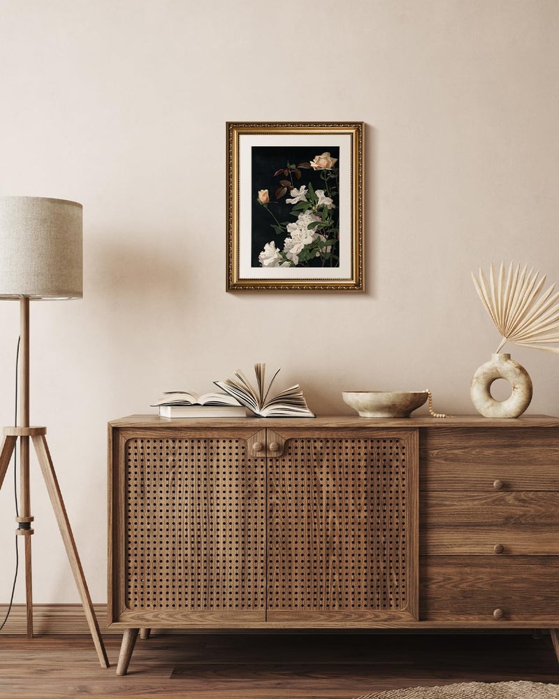 ARPEOTCY Vintage Gold Framed Floral Wall Art, 13x16 inch Classic Azaleas Roses Paintings, Victorian Wall Decor for Bathroom Living Room, Canvas Prints Antique Pictures Frame for Hoom Decor - Image 4