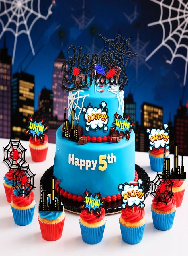 Roaring Good Time Superhero Cupcake Topper Superhero Birthday Cake Decoration Superhero Party Favors Spider Cupcake Cake Decoration Spider Cake Decoration Spider Birthday Party - Image 3