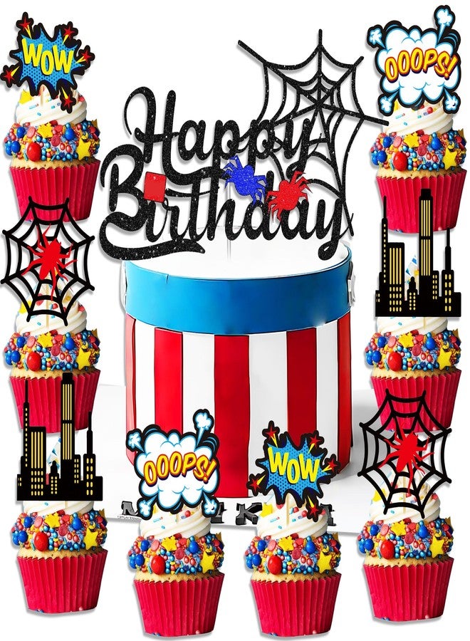 Roaring Good Time Superhero Cupcake Topper Superhero Birthday Cake Decoration Superhero Party Favors Spider Cupcake Cake Decoration Spider Cake Decoration Spider Birthday Party - Image 5