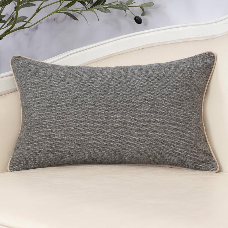 Yangest Neutral Floral Pillow Cover 12 x 20 Inches, Vintage Chenille Rectangle Throw Pillow Cover Soft Decorative Farmhouse Accent Couch Pillow Cover for Living Room Bedroom, Grey - Image 2