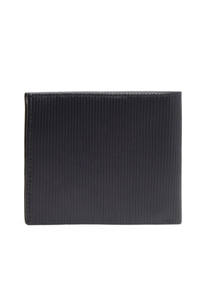 TOMMY HILFIGER Hilfiger Flag Ribbed Leather Bifold Wallet