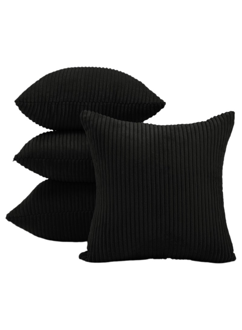 Jolley Soft Velvet Sofa Cushion Cover, Black 4PCS, Suitable for Sofa and Home Pillow Decoration, Excluding Pillow Core (45x45CM) - Image 1