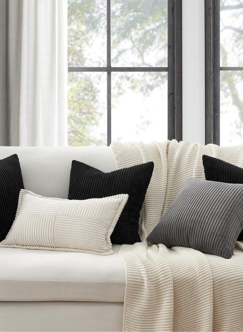 Jolley Soft Velvet Sofa Cushion Cover, Black 4PCS, Suitable for Sofa and Home Pillow Decoration, Excluding Pillow Core (45x45CM) - Image 2