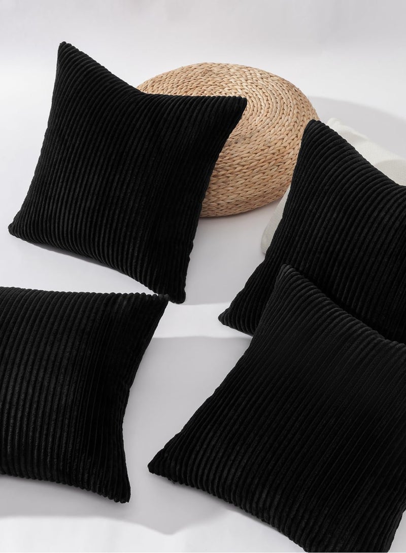 Jolley Soft Velvet Sofa Cushion Cover, Black 4PCS, Suitable for Sofa and Home Pillow Decoration, Excluding Pillow Core (45x45CM) - Image 4