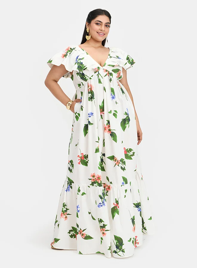 فيرجيو VIRGIO 100% Cotton Floral Maxi Dress
