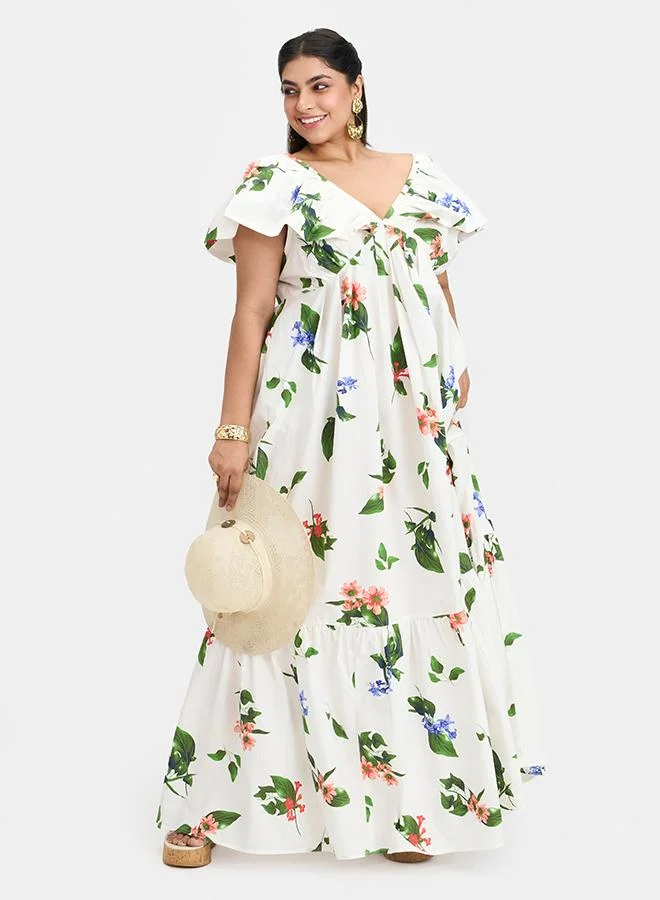 فيرجيو VIRGIO 100% Cotton Floral Maxi Dress