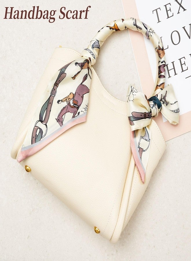 QIUTIMIY Silk Like Scarf for Women Neck Scarf Belt Satin Scarf for Hair Tie Fashion Purse Scarf for Handbag Accessories Charm(Horse Beige) - Image 5