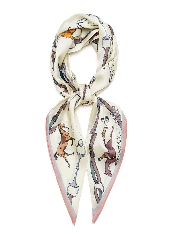 QIUTIMIY Silk Like Scarf for Women Neck Scarf Belt Satin Scarf for Hair Tie Fashion Purse Scarf for Handbag Accessories Charm(Horse Beige) - Image 1