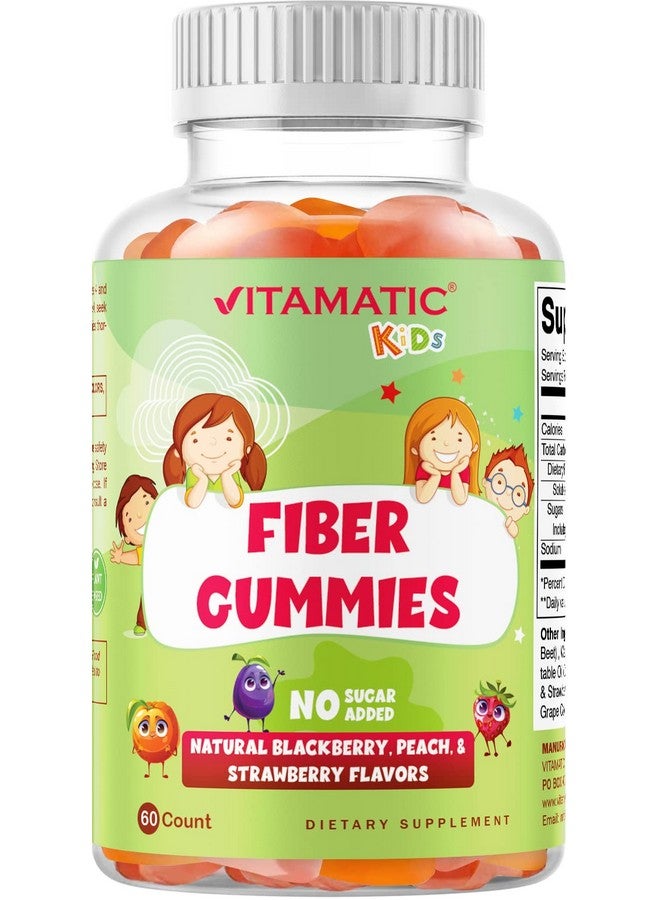 Vitamatic Kids Prebiotic Fiber Gummies - Extra Strength 4g Fiber - Zero Sugar Added - 60 Pectin-Based Gummies - Digestive Health & Regularity Support - Image 1