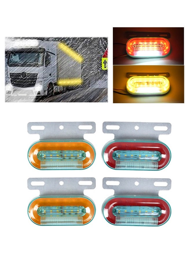 Loquat 4Pcs 24V LED Side Marker Indicator Lights Lamp Front Rear Tail Clearance Lamp Side Marker Lights Chrome Bezel Interior Lights for Truck Trailer Boat Bus Lorry Deck Car Accessories Truck Side Lights - Image 1