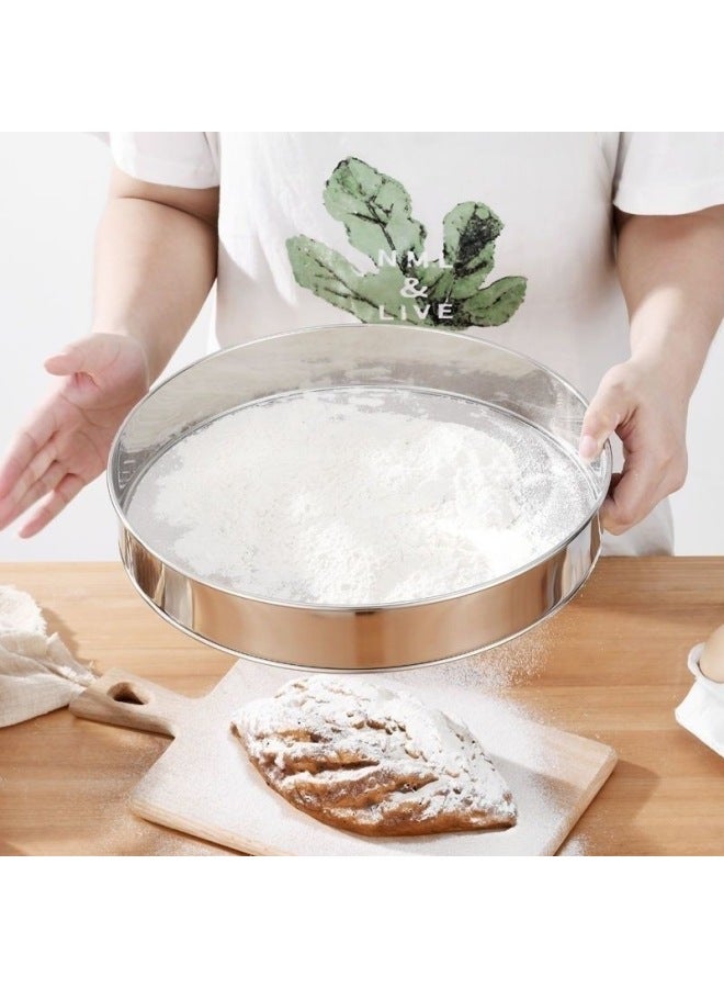 Stainless Steel Flour Sieve Handheld Round Filter Mesh Ultra-Fine Sieve Kitchen Special Baking Tools Mesh Sieve-Specification:1 Piece With A Diameter Of 26 Cm  - Image 1