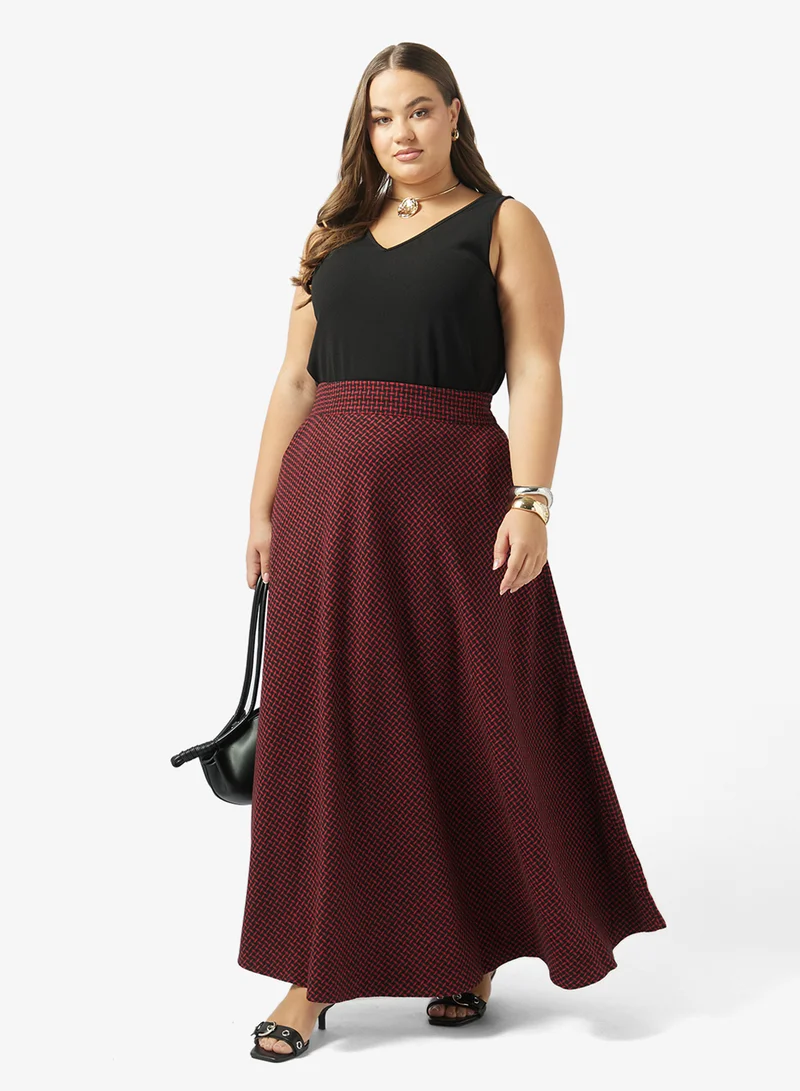 ايلا بلس تنورة - بطبعات مربعات مقاس كبير