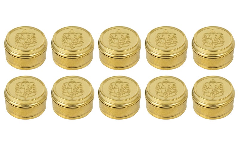 Spillbox Brass Box Pooja | Puja | Roli | Chawal | Chandan | Haldi | Kumkum Puja Box | Sindoor | Turmeric | Dabbi | Dibbi | Dhani | Dani Lid Holder -Small Dabbi pack of 10 - Image 1