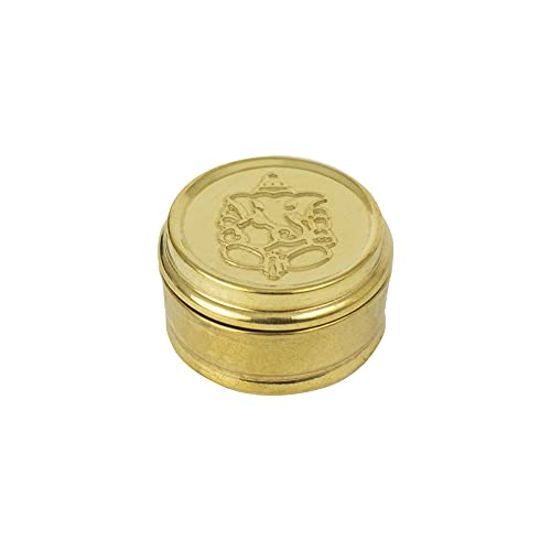 Spillbox Brass Box Pooja | Puja | Roli | Chawal | Chandan | Haldi | Kumkum Puja Box | Sindoor | Turmeric | Dabbi | Dibbi | Dhani | Dani Lid Holder -Small Dabbi pack of 10 - Image 2