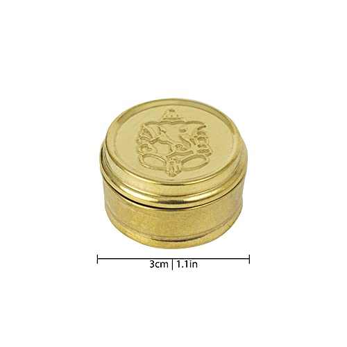 Spillbox Brass Box Pooja | Puja | Roli | Chawal | Chandan | Haldi | Kumkum Puja Box | Sindoor | Turmeric | Dabbi | Dibbi | Dhani | Dani Lid Holder -Small Dabbi pack of 10 - Image 3