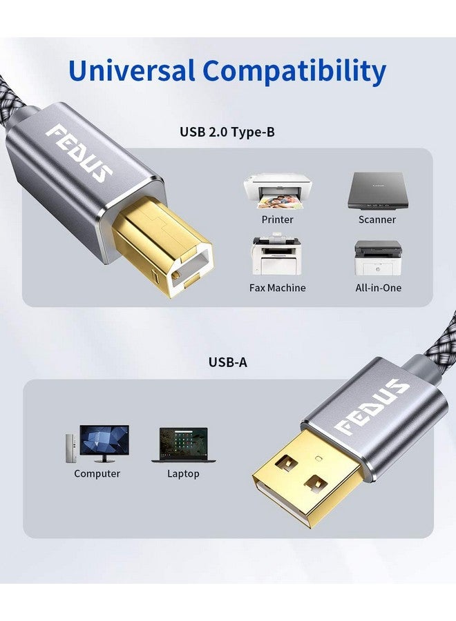 FEDUS USB Printer Cable, 10 Meter Nylon Braided Gold Plated USB A to Male To USB B 2.0 Cable Cord Compatible with Printers, Scanner For Brother Dell, HP, Epson, Canon, Lexmark, Xerox, Epson GRAY - Image 2