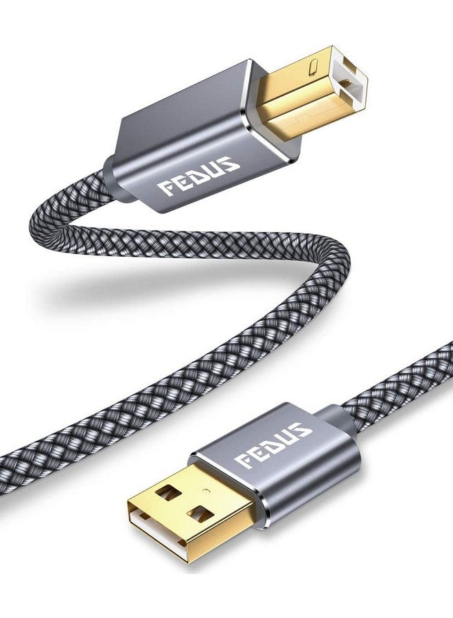 FEDUS USB Printer Cable, 10 Meter Nylon Braided Gold Plated USB A to Male To USB B 2.0 Cable Cord Compatible with Printers, Scanner For Brother Dell, HP, Epson, Canon, Lexmark, Xerox, Epson GRAY - Image 1