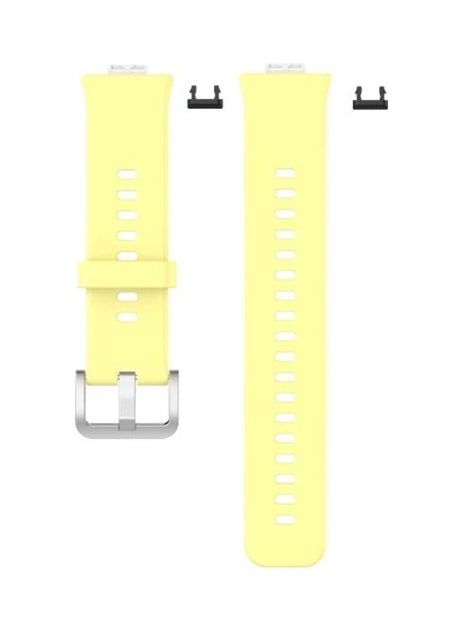 إسكدنيا Silicone Replacement Wrist Strap Watchband with Stainless Steel Buckle For Huawei Watch Fit Yellow/Silver - Image 2