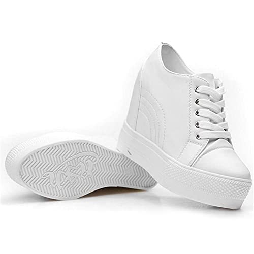 ACE SHOCK Women Wedges Sneakers with Hidden Heel Ankle High Platform Walking Shoes Fashion Bride Wedding Shoes (7.5, White, Numeric_7_Point_5) - Image 5