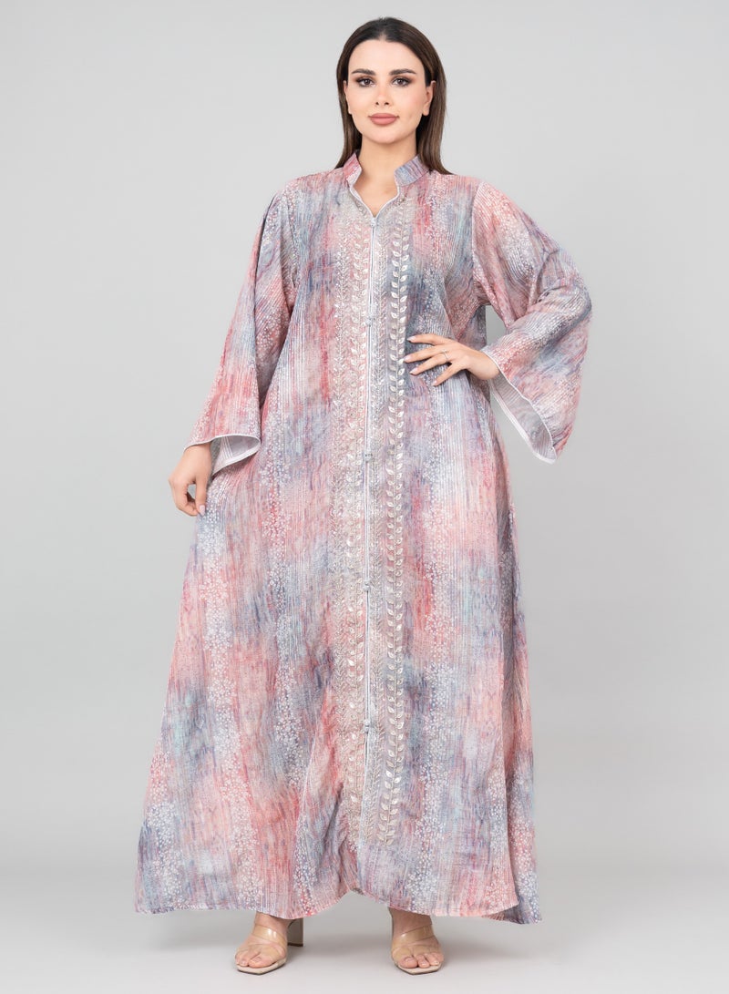 اكسا جلابية مطرزة بلمسة رقيقة  أحمر - Image 1