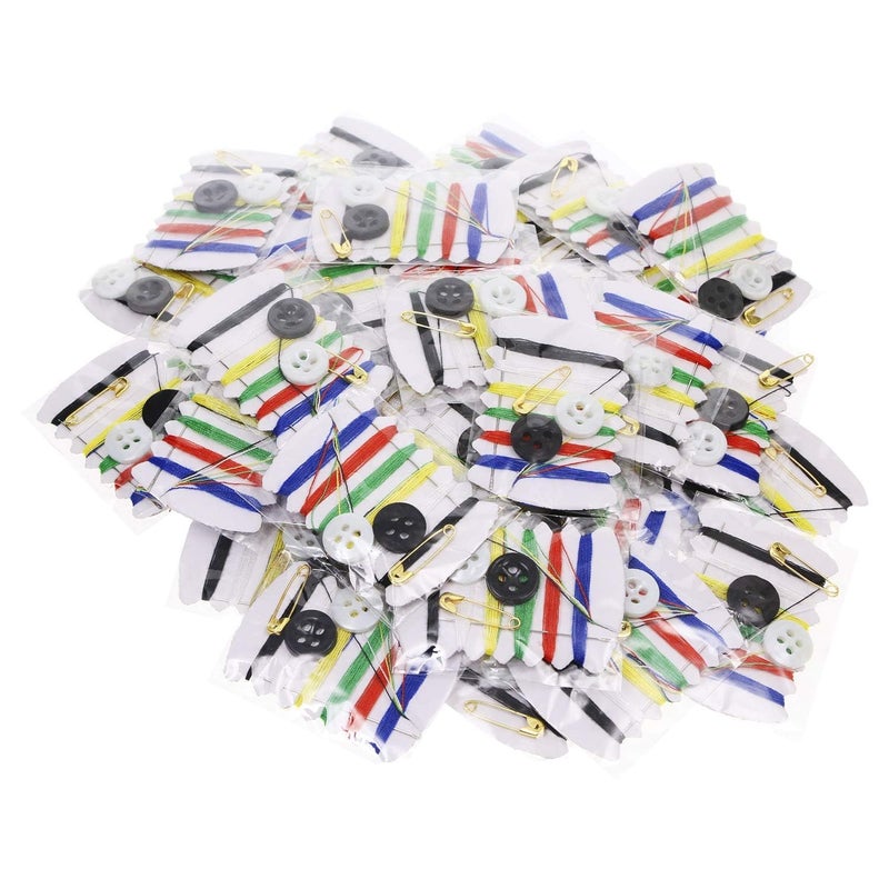 Daily Crafts Daily Crafts Small Simple Handy Travel Mini Sewing Kits Thread Repair Emergency Kit with Needles Threads Button Safety Pin for Gift Home Hotel Amenities Necessities 100 pcs  - Image 1
