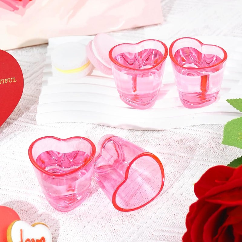 ZZYFGH 12 Pack Pink Shot Glass SetHeart Shaped Shot Glasses Set 15 oz Plastic Shot Glass with Heavy Base Shot Glasses for Whiskey Tequila Spirits  Liquors Valentines Day Bachelor Party - Image 4