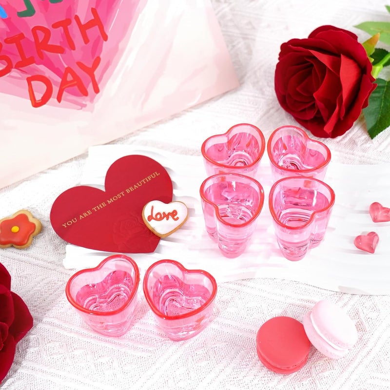 ZZYFGH 12 Pack Pink Shot Glass SetHeart Shaped Shot Glasses Set 15 oz Plastic Shot Glass with Heavy Base Shot Glasses for Whiskey Tequila Spirits  Liquors Valentines Day Bachelor Party - Image 5