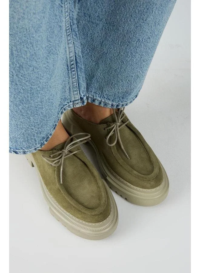 Manijero  Carmela Women's Leather Genuine Leather Laced Sabo Khaki Slippers. for Women | Best Price UAE