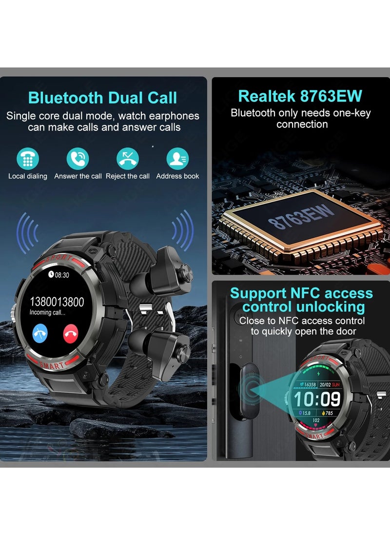 Smart - Smart Watch Men TWS Bluetooth Earphone Waterproof AMOLED HD Screen Smartwatch with Speaker Music Tracker Sports Watch - Image 1